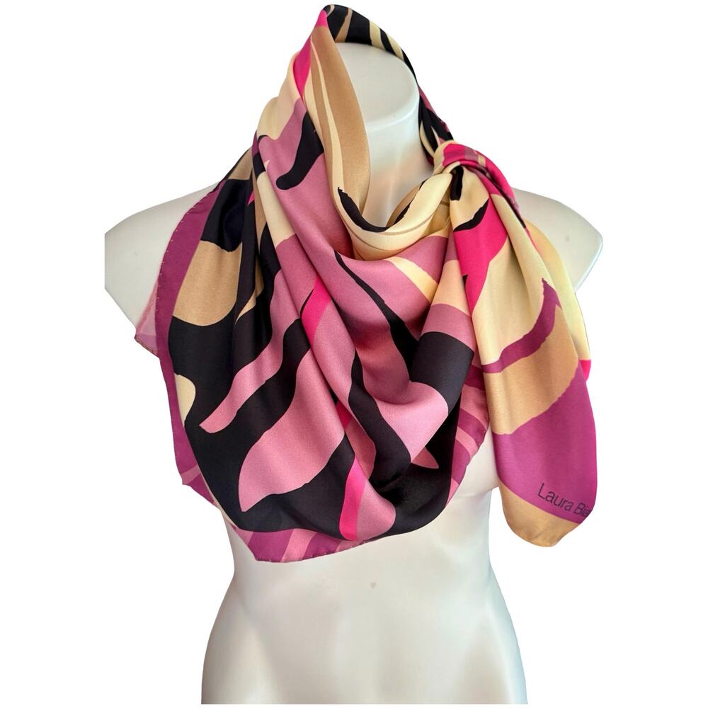 Rare Vintage Laura Biagiotti Silk Di Como Italian Scarf Abstract Print 34x34 - Picture 5 of 12